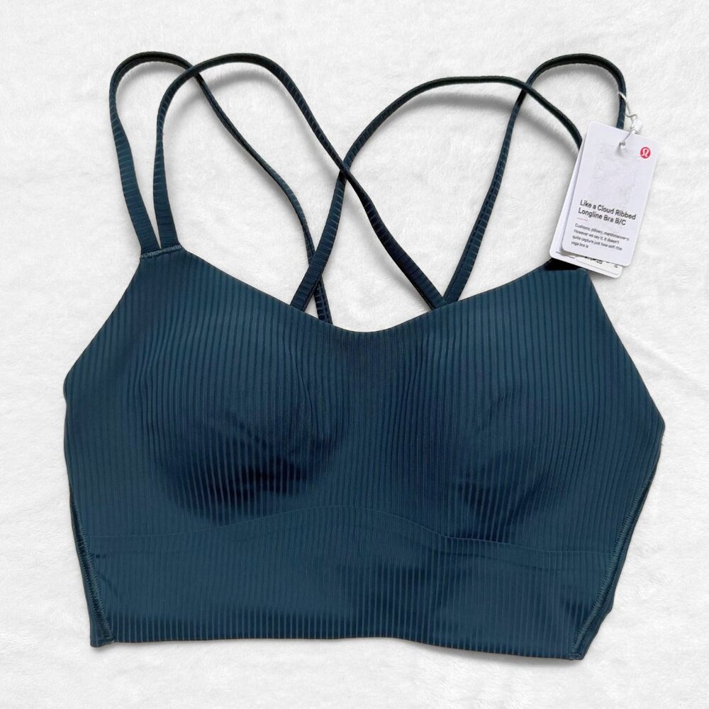 NWT Lululemon Like a Cloud Ribbed Longline Bra B/C – Indochine Blue – Size 4
